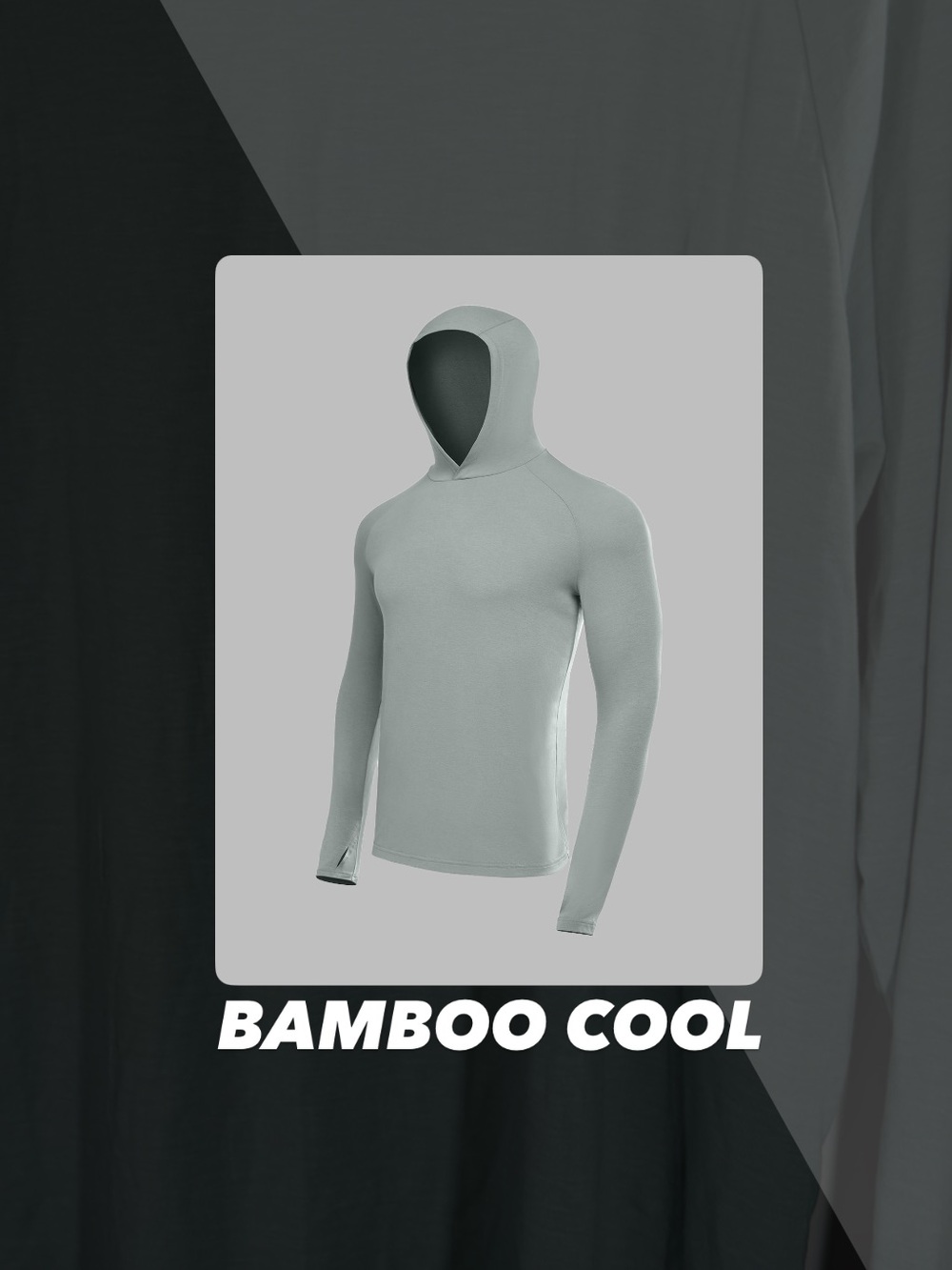 EUC Bamboo Cool Blue Grey Hooded Long Sleeve Tee